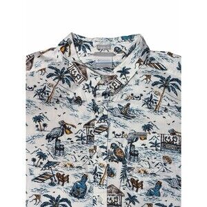 Columbia Rapid Rivers Lost In Paradise Print Shirt Men's XL Short Sleeve White